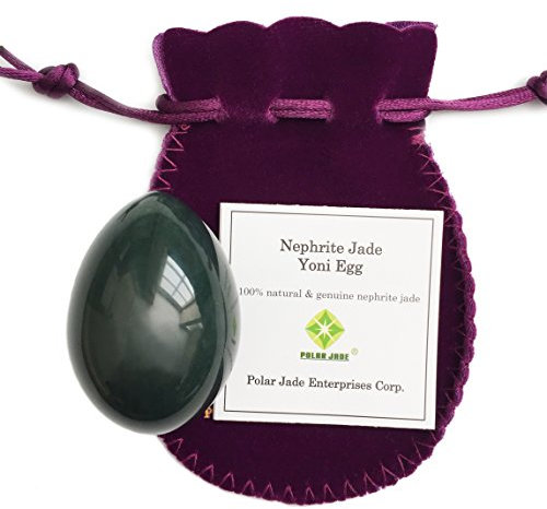 Polar Jade Uovo di giada nefrite autentico, non perforato, per Kegel per allenare i muscoli del pavimento pelvico e per la guarigione dei cristalli in meditazione, di Piolar Jade (grande (50 x 35 mm))
