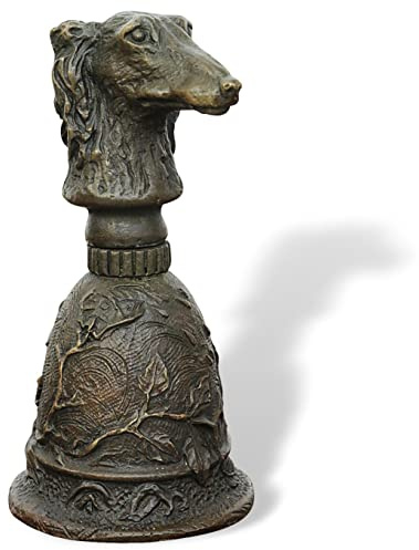Tischglocke Hund Barsoi Windhund Handglocke Glocke Antik-Stil Bronze Figur
