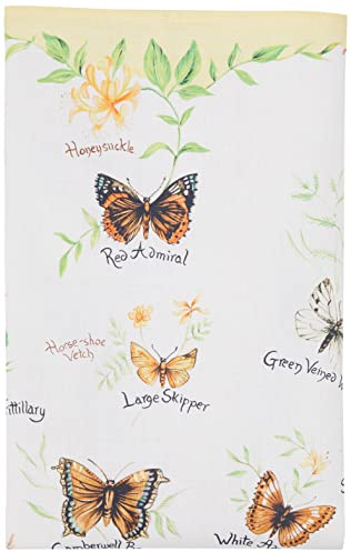 Samuel Lamont Floral Butterflies Cotton Tea Towel , High Quality , 100% Cotton Kitchen Towel , Lint-free , Long-lasting Drying Dishes Towel ,Machine Washable , One Size