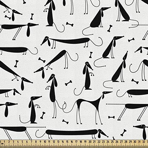ABAKUHAUS Hundeliebhaber Gewebe als Meterware, Dackel Silhouette, Schön Gewebten Stoff für Polster und Wohnaccessoires, 1M (148x100cm), Dunkelgrau Schwarz