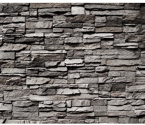 murando Fototapete selbstklebend Steinwand 441x315cm Foto Tapete Tapetenfolie Möbelfolie Wandverkleidung Wandtapete MotivtapetenSchlafzimmer 3d Effekt Steintapete Steine Mauer Steinoptik 3D