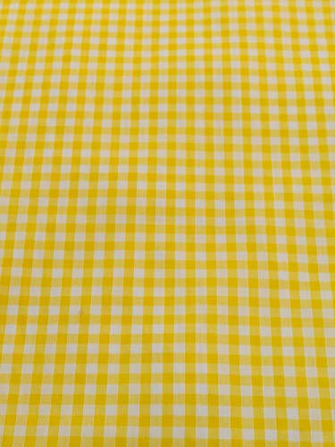 Tissu en polycoton vichy jaune au mètre à carreaux 114 cm de large
