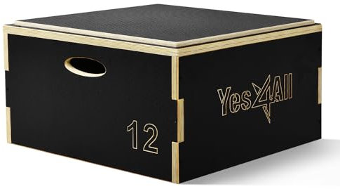 Yes4All TB07 3 in 1 Plyo Box aus Holz mit rutschfester Oberfläche, 30,5 cm H, Plyometric Box Plattform für Sprungtraining, Jump Boxes für Home Gym Übung und Outdoor Workout, Schwarz