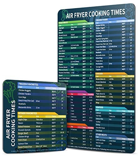 Air Fryer Magnetic Cheat Sheet Set, Cook Times Chart Air Fryer Accessories Magnet Sheet Quick Reference Guide for Cooking and Frying, Easy to Use, Excellent Kitchen Assistant