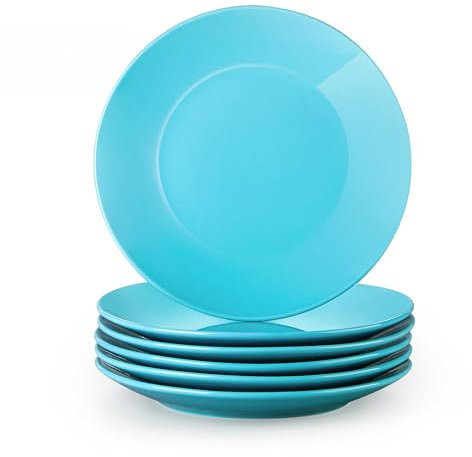 LOVECASA, Série SWEET, Assiette Plate à Dîner en Porcelaine, 6 Pièces, 26 cm, Assiette Couleur Pure