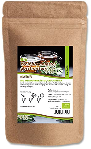 Mynatura Bio Weißdornblätter geschnitten I Weißdorntee I Tee I Pflanzentee I Kräutertee I Naturprodukt I Im Beutel (250g)
