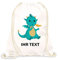 STEMPEL-FABRIK Turnbeutel Weiß mit Aufdruck - Drache - Personalisiertes Geschenk - Stoffbeutel aus Baumwolle - Sportbeutel - Rucksack mit Tiermotiv - Jutebeutel- Kinderrucksack - Geschenkidee