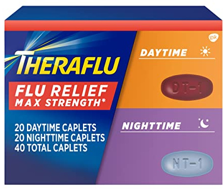 Theraflu Max Strength Flu Symptom Relief - 20 Caplets Plus Theraflu Max Strength Nighttime Flu Medicine for Flu Symptom Relief- 20 Caplets Combo Pack