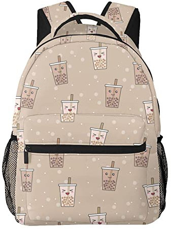 通用 Bubble Tea oder Pearl Milk Tea Print Großer Rucksack für Kinder Jungen Mädchen Schule Personalisierte Reiseschultasche mit mehreren Taschen
