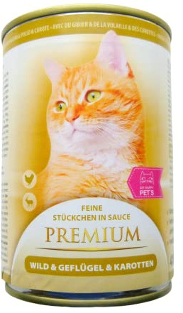 MY HAPPY PETS Katzenfutter Premium Wild, Geflügel, Karotten in Soße 20 x 415g