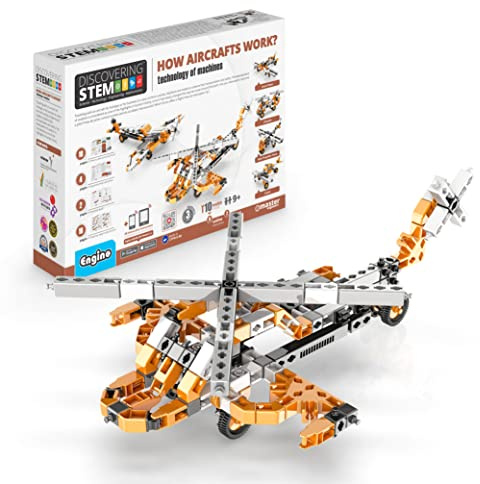 Engino- STEM Spielzeug, 10 in 1, Maschinentechnik- Wie funktionieren Flugzeuge, Konstruktionsspielzeug für Kinder ab 9 Jahren, Lernspielzeug, Geschenke für Jungen & Mädchen (10 Modelloptionen)
