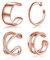 Ear Cuffs Rose Gold Plated 925 Sterling Silver Fake Ear Cuffs Non Piercing Ear Conch Clip on Cartilage Earrings for Women Men 4 Various Styles