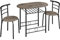 Yaheetech Juego Mesa y 2 Sillas de Comedor Cocina Conjuntos de Mueble de 3 Piezas con Vino Estante Superficie de Mesa 90 X 53 cm Gris Oscuro