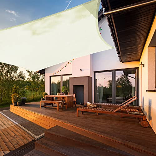 HAIKUS Toldo Vela Cuadrado 3x3 m, Vela de Sombra PES, Impermeable y Resistente al 95% Rayos UV para Exterior, Patio, Jardín, Terraza (Crema)