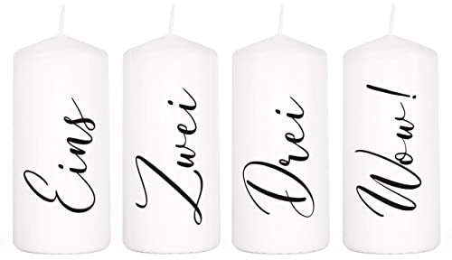 Herz & Heim® Stumpenkerzen Set als Adventskranz mit Wunschtexten bedruckt