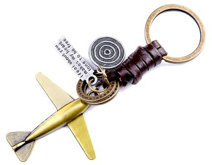 ZDHC Flugzeug Schlüsselanhänger Leder Geflochtener Schlüsselanhänger Metall Kämpfer Flugzeug Modell Anhänger Auto Schlüsseltasche Geldbörse Charms für Frauen Männer, Bronze 1, One size