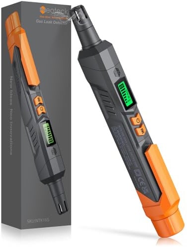Neoteck Detector de Gas Detector Gas Natural con Alarma Audible y Visual Detector Portátil de Fugas de Gas para Localizar Fuentes de Fuga de Gas Combustible como Metano, Propano para Hogar-Naranja