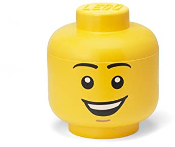 Room Copenhagen LEGO Iconic Storage Head Large Stackable Storage Box, 8,5 L, Yellow, Happy Boy