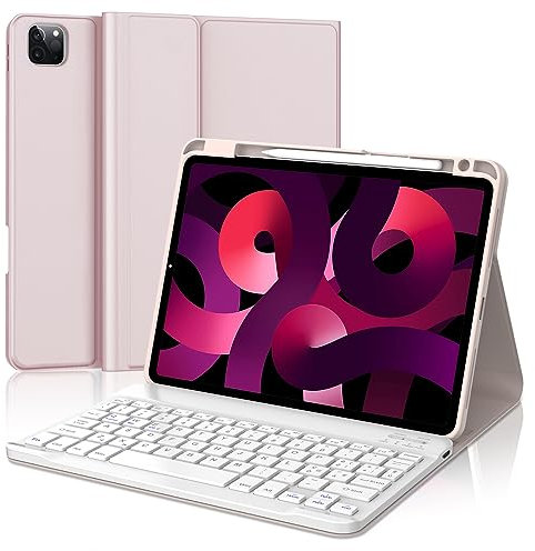 IVEOPPE Tastiera iPad Air 5 Generazione 2022, Tastiera iPad Air 4 Generazione 2020, Custodia Tastiera ipad pro 11 4/3/2/1 Generazione, Tastiera Bluetooth Wireless Layout Italiano, Rosa