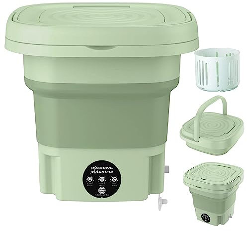Rianpesn Mini Machine À Laver, 8L, Vert, Entièrement Automatique, Charge Supérieure, Polypropylène, Portable, Éco, Rinçage, Lavage Rapide, Faible dB, Machine À Laver, Lave-Linge