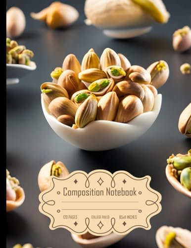 Composition Notebook College Ruled: Assorted Pistachio Epic Stylized Food Photography, 80mm Lens, Size 8.5x11 Inches, 120 Pages