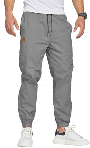 ZOXOZ Herren Hose Chino Cargohose Herren Jogginghose Herren Sweatpants Baumwolle Casual Freizeithose Elastische Taille mit Kordelzug Sporthose Herren mit Taschen Grau XXL