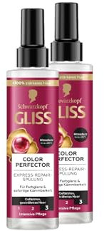 Gliss Express-Repair-Spülung Colour Perfector (2x 200 ml), Haarspülung für getöntes, gesträhntes oder gefärbtes Haar, Hitzeschutz bis zu 230 °C