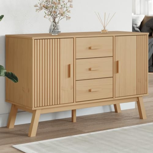 ShGaxin Olden 358597 Anrichte aus massivem Kiefernholz, braun, 114 x 43 x 73,5 cm, Wohnzimmermöbel, Sideboard, Wohnzimmermöbel, Sideboard