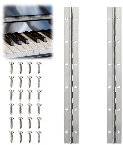 2Pcs Piano Hinge with Screws Stainless Holes Steel Heavy Duty Polished Continuous Folding Width Piano Hinges 30cm Large Boats Butt Long Cabinet Furniture Spring Internal Door Window Cabinet
