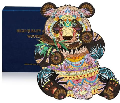Holzsammlung Holzpuzzle Erwachsene, Puzzle 300 Teile, Holzpuzzle Tiere füR Erwachsene und Kinder, Unregelmäßige und einzigartige Rätsel 16.5 * 14.6 Zoll (42 x 37.1 cm) - Panda