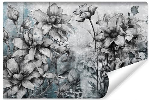 Muralo Fototapete Selbstklebend 3D, Blumen, Beton-Optik - 368x254 cm