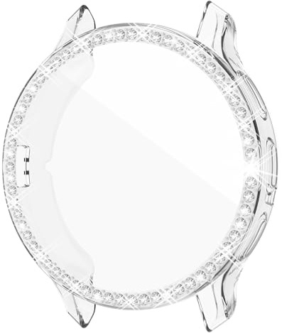 Uhrengehäuse für Garmin venu 3 45MM/ Venu 3S 41MM Smartwatch Hülle Bling Schutzhülle, Glitzer Strass Kratzfest Integriertes Cover [TPU Case+ Folie] Mit Displayschutz (1 Clear,for venu 3s)