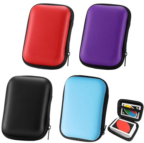 AHEJIOO 4 Stück Spielkarten Box, Wasserdicht Kartenbox Spielkarten, Spielkarten Etui, Für UNO Kartenspiel Skyjo Kartenspiel Phase 10 Kartenspiel Cabo Kartenspiel (Rot, Lila, Schwarz, Blau)