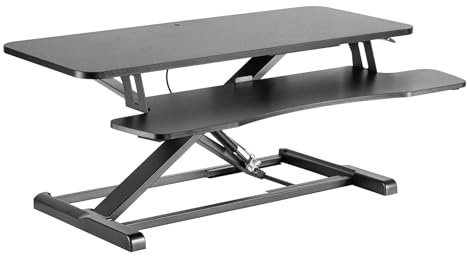 Wiltec Schreibtischaufsatz mit Tastaturablage 95x40cm höhenverstellbarer Steh-Sitz-Pult für Laptops