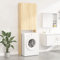 AUVYI Almacenamiento sobre el inodoro roble Sonoma, 64 x 25,5 x 190 cm, armario para lavadora con 2 puertas y 3 compartimentos, mueble de baño para utensilios de lavandería, productos de limpieza