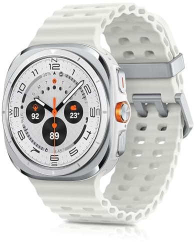 Tuocal Silikon Armband Kompatibel Mit Samsung Galaxy Watch Ultra 47mm, Atmungsaktiv Weich Sportarmband für Galaxy Watch 7 Ultra Männer Frauen, Weiß