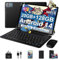 fezawio Android 14 tablet 10 inch 20GB RAM+128GB ROM, Octa Core, WiFi 6, 6000mAh, (1TB TF) tablet with keyboard and mouse+one-year screen rupture insurance —（black）