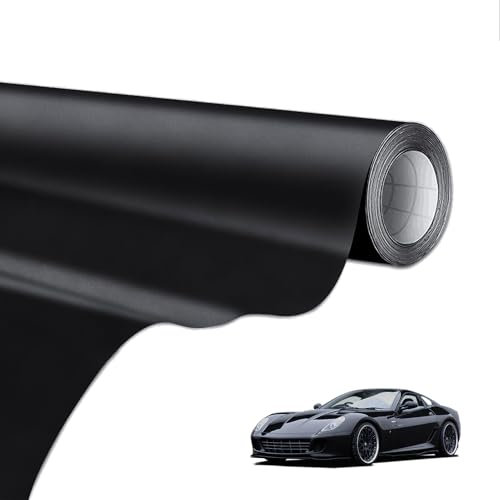 Qneneam Rouleau de film vinyle noir mat, autocollant pour voiture, moto, vélo et projets de décoration de bricolage (30 x 152 cm)