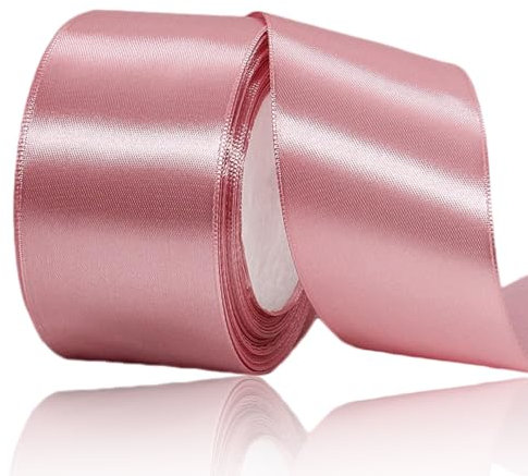 Nastri Oro Rosa 50mm, 23 metri Nastro di Raso Oro Rosa per l'imballaggio di regali, Artigianato fai da te, Bows Making, Mazzi di fiori, Palloncini, Festa nuziale e Decorazioni per torte