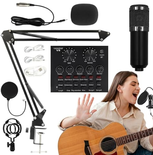 Genérico Equipo de Estudio de grabación, Kit de transmisión en - Equipo Profesional de transmisión en - Suministros para Estudio de grabación, Kit de transmisión en fácil de Usar para Cantantes