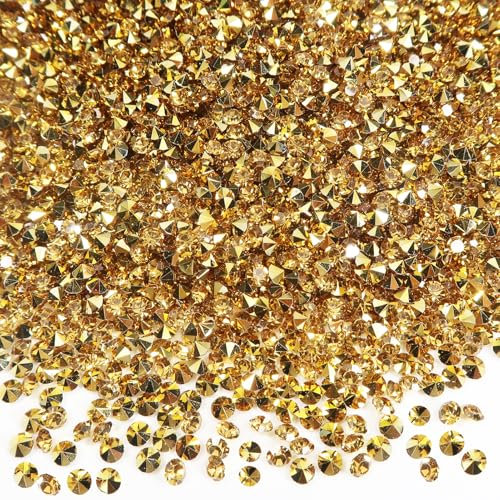TOAOB 5000 Stück 4 mm Gold Acryl Kristalle Diamanten Tischstreuer Konfetti Klare Strasssteine für Tischdekoration Hochzeit Braut Dekoration Vasenperlen