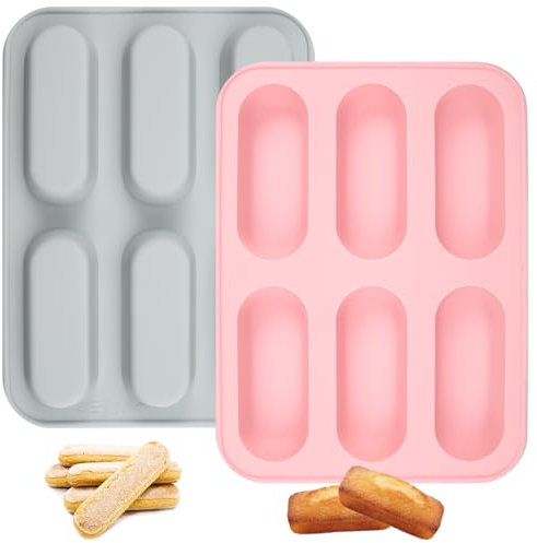 2 Piezas Moldes Rectangulares de Silicona, Antiadherente Barritas Molde de Horno Silicona, Rectangular Barra Silicona Moldes, Moldes de Silicona de Barritas para Cereales, Chocolate, Bizcochos, Jabón