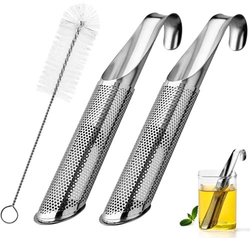 SANTUO 2 Pack Tea Infuser - Stainless Steel Stick Pipe Tea Steeper Strainer for Loose Tea Leaf, Herbs or Spice, Premium Extra Fine Mesh Tea Maker for Single Cup Brewer, Mugs for Cups, Mugs