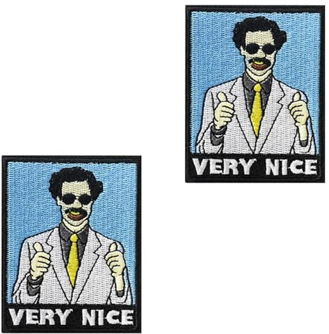 2 Stück Very Nice Sehr Gut Stickerei Patch Flagge Abzeichen Lustiger Taktische Aufnäher Nylon Militär Applikation für Kleidung Hut Jacke Taschen Rucksäcke Weste Jeans