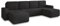 Wohnlandschaft mit Schlaffunktion Roma - U-Form Couch, Schlafsofa mit Bettkasten, Couchgranitur mit Bettfunktion, Big Sofa, Cord Stoff (Schwarz (Poso 135))
