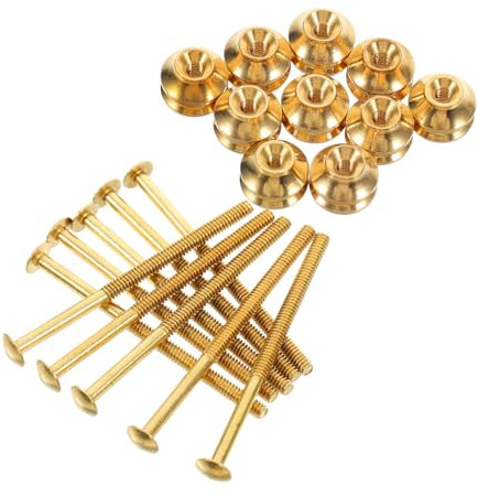 Gatuida Teapot Replacement Knob Copper Screws and Nuts Set, Antique Brass Tiny Socket Head Bolts, 10 Sets Furniture Bolt Nut Assortment for Household and Instrument Repairs