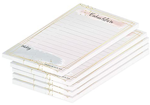 PRICARO Einkaufsliste Golden Dots, A6, 5 Stück