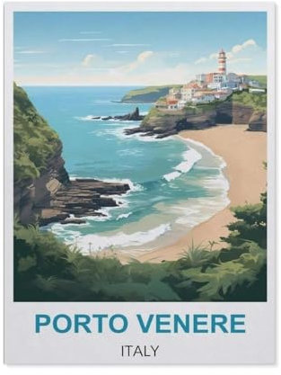 Papier Puzzle 1000 Stück,Porto Venere Italien Vintage Reiseplakate,Lernspielzeug Für Erwachsene Geburtstagsgeschenk(38x26cm)-CB40