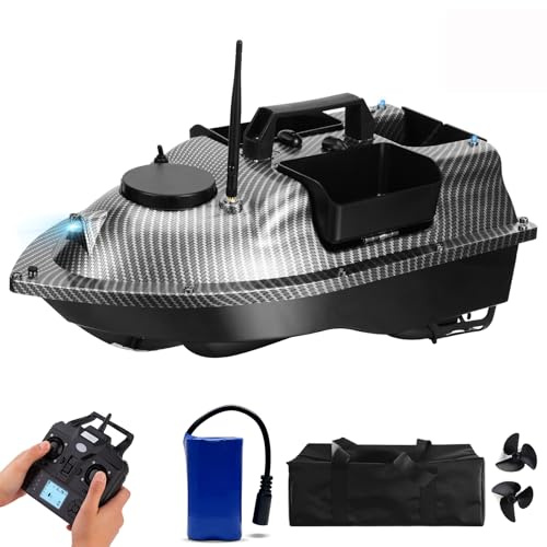 HEVMEVENI GPS Bait Boat for Carp Fishing UK – 500m Remote Control, Auto Return, Multi Hopper Feeder, 12000mAh Battery Long Endurance, Fishing Bait Boats with GPS (Grey)