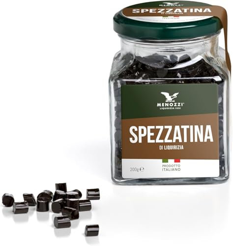 Menozzi Liquirizia 1836 - Bundle da 4 pezzi di Spezzatina di liquirizia pura confezionata nel barattolo in vetro - 200g x 4 - Made in Italy